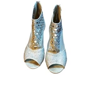 Pierre Dumas 9 silver glittery heels and black/silver pull on heel boots 39